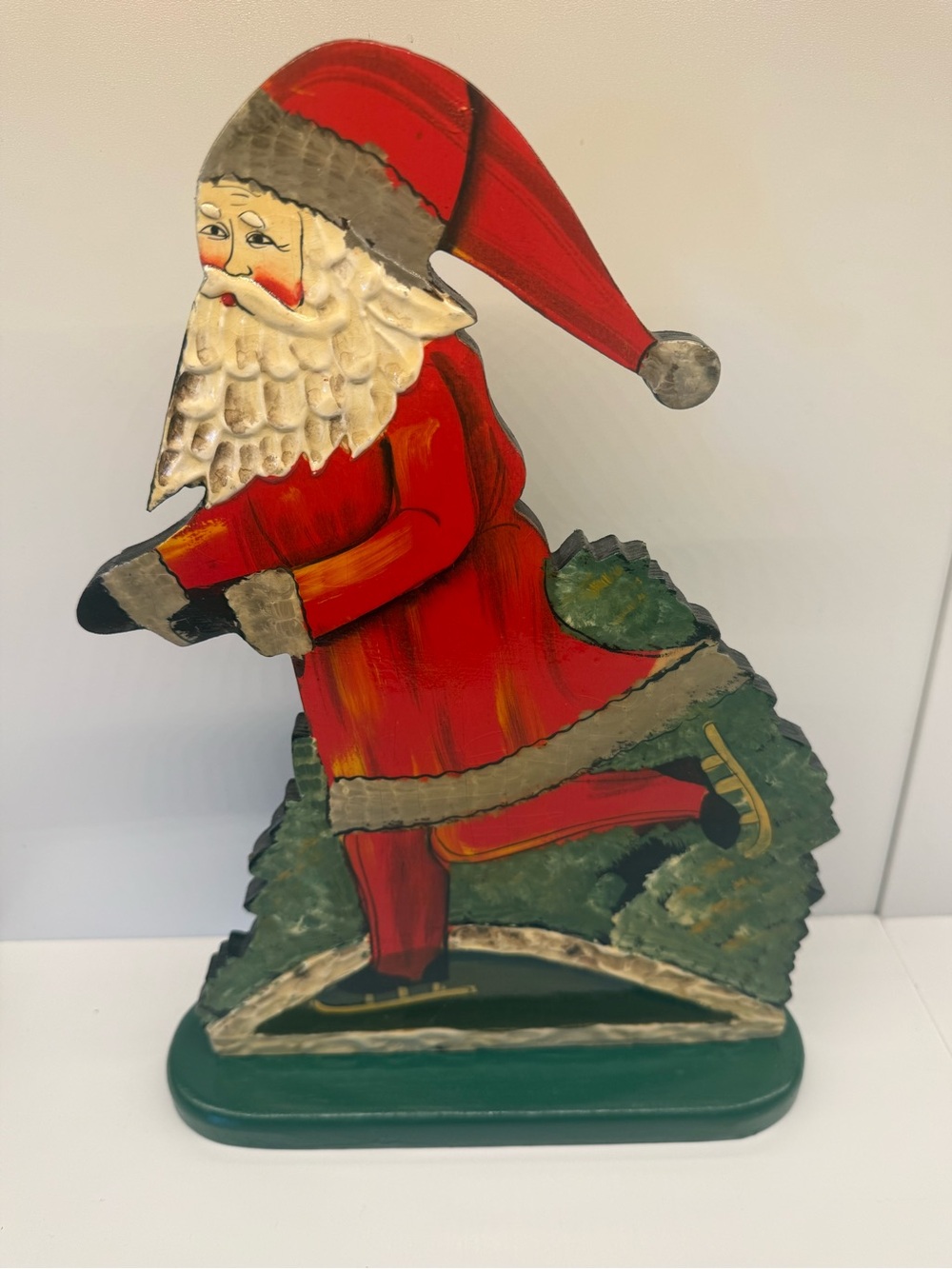 Albert E Price 1990 VTG Hand-Painted Wooden Santa Claus 13” Folk Art Christmas